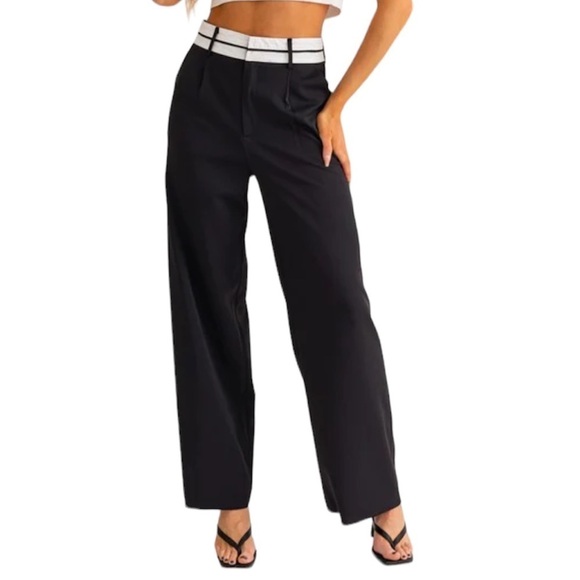 Sans Souci Pants - SANS SOUCI Black White High Waisted Dress Pants - New
